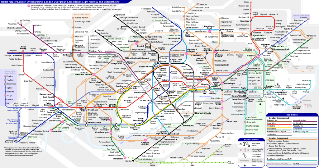 ロンドンの地下鉄マップ